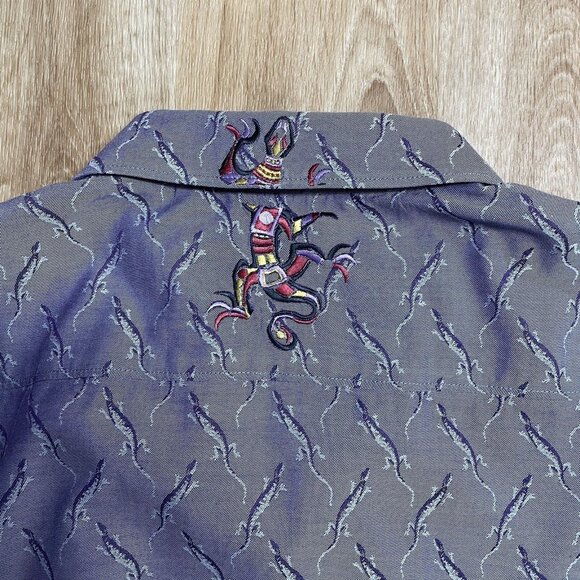 ROBERT GRAHAM SHIRT BUTTON UP FLIP CUFF LIZARD PATTERN EMBROIDERED BACK MENS 2XL - Picture 3 of 13